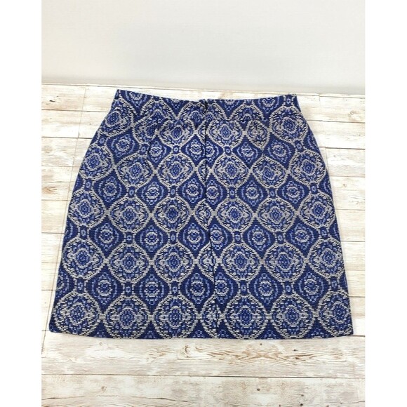 J. Crew Blue Tapestry Motif Straight Skirt - Size‎ 0 - Picture 2 of 6